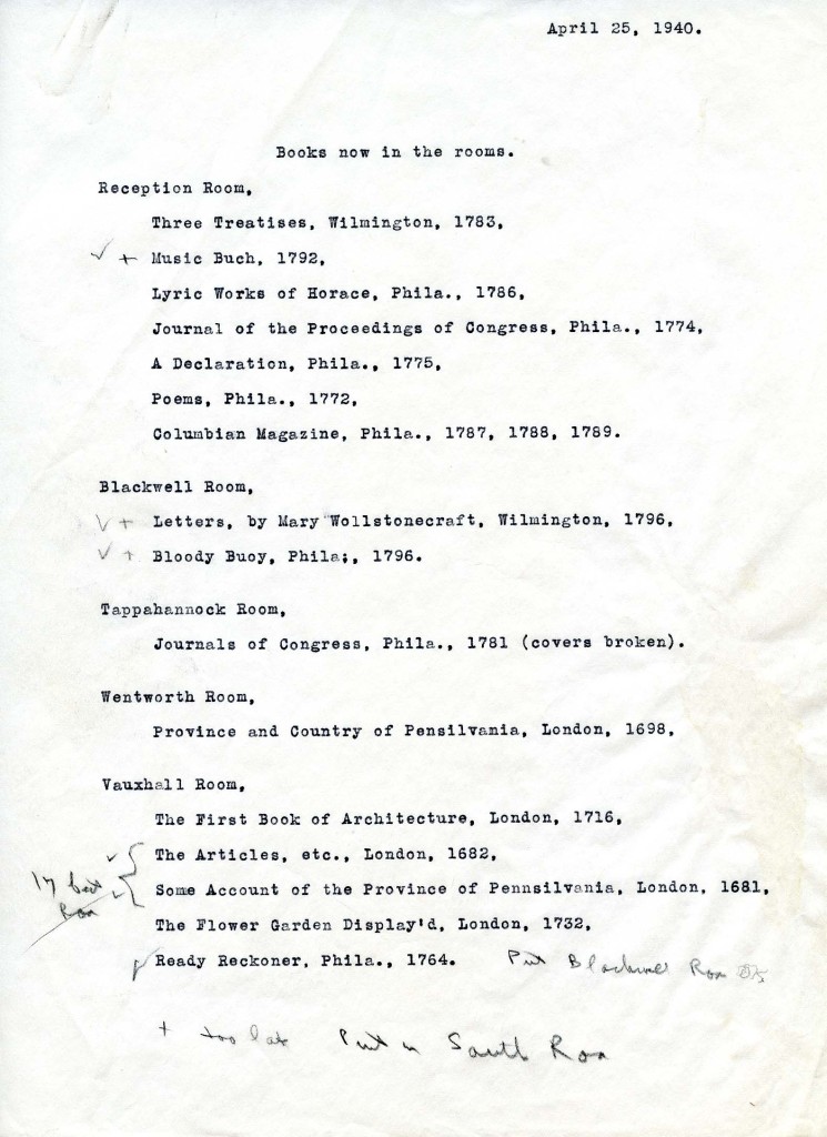 HF507 room list p.1-Winterthur Library Revealed